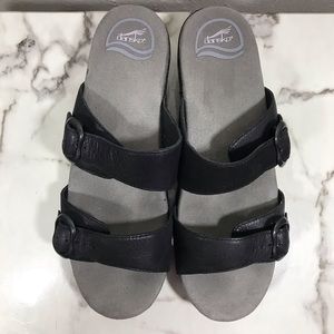 Dansko black leather sandals size 10